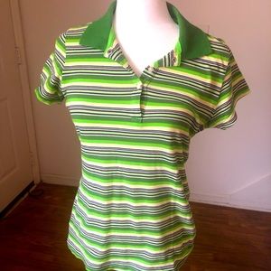 Green Striped Nike Medium Golf Polo Shirt